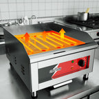 CROSSON Plancha eléctrica cromada de 16 x 16 pulgadas, con certificación ETL, plancha de encimera comercial con placa de cocción antiadherente de hierro de 2/5 pulgadas de grosor para restaurante y uso doméstico, 120 V/1750 W, espátula incluida