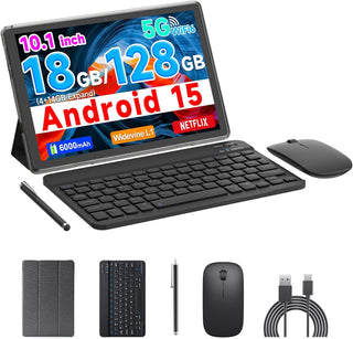 Tablet COOPERS Android 15, tablet de 10 pulgadas 18 GB RAM+128 GB R...