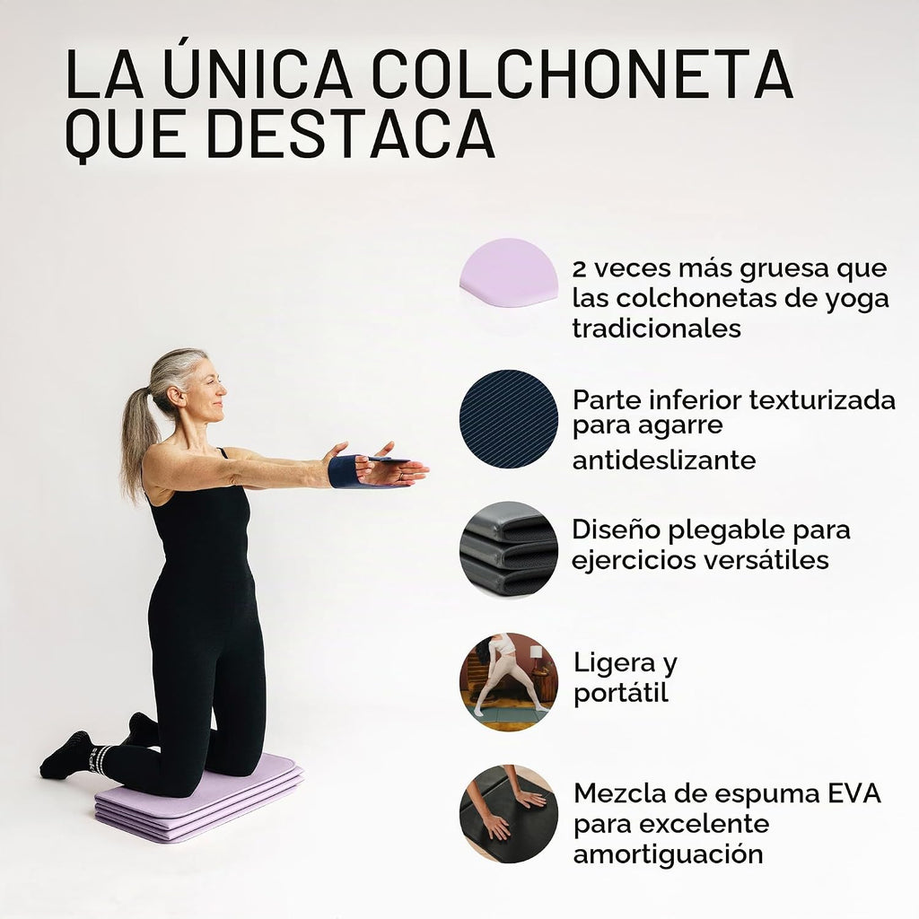 Stakt Esterilla de yoga plegable Pro - Esterilla antideslizante 2 en 1 para