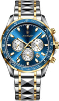 Poedagar Relojes de moda para hombre de lujo, impermeables, luminosos, con fecha y cronógrafo, de acero inoxidable, deportivos, de cuarzo, para hombre