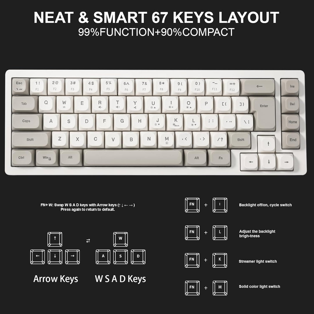Teclado de memoria para juegos RGB con cable. 65% Mini teclado de c...