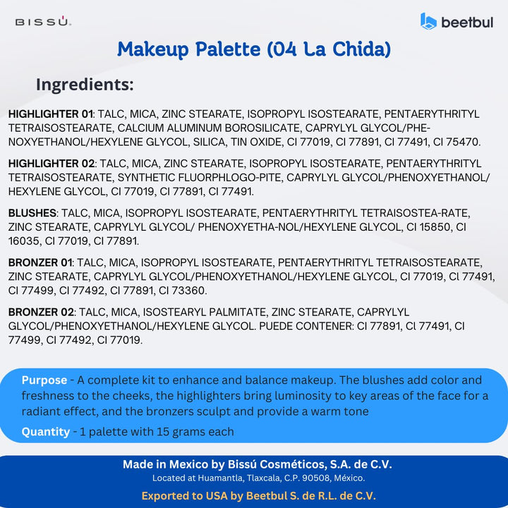 Kit de maquillaje Bissú paleta de 6 colores + esponja de terciopelo...