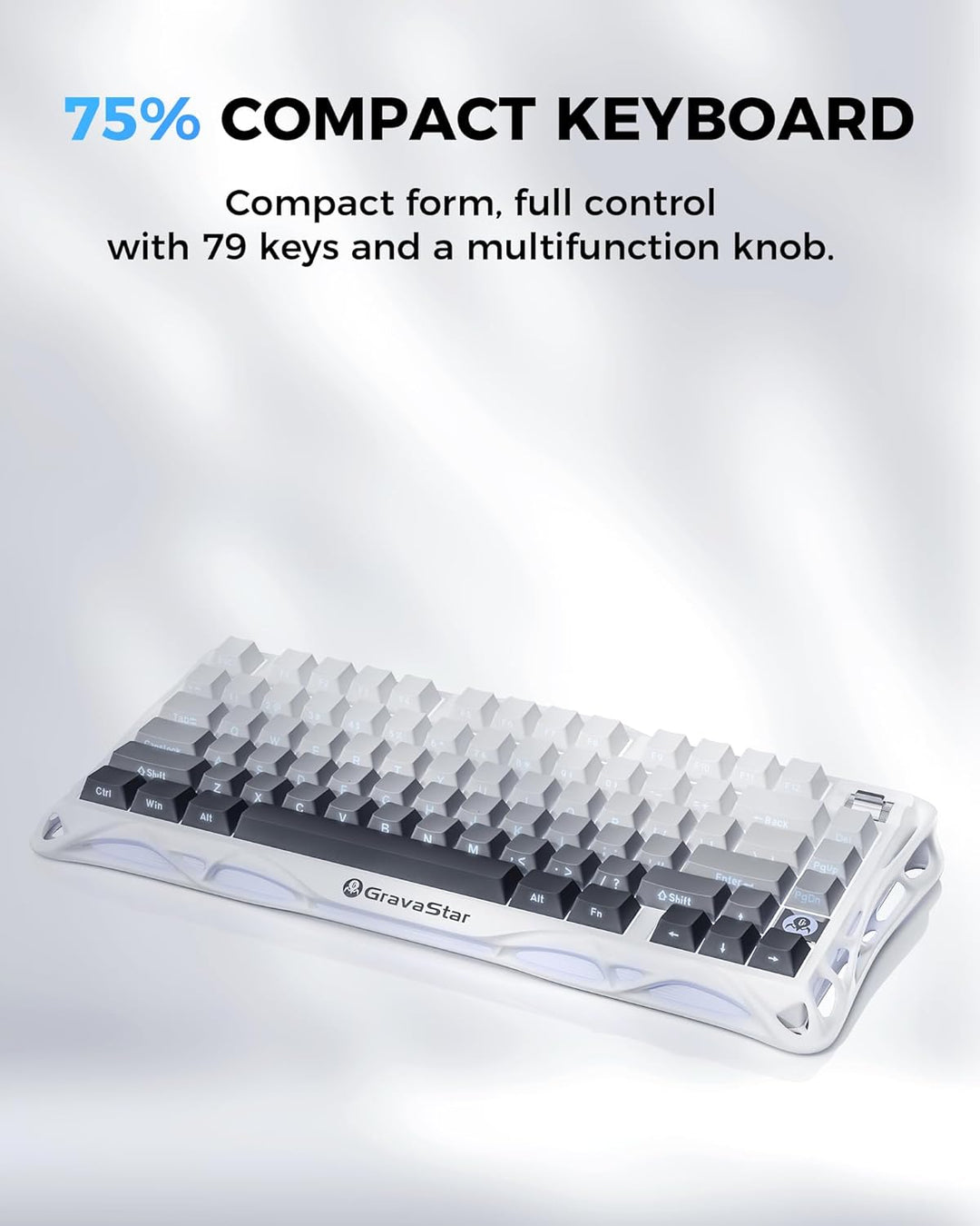 GravaStar Teclado mecánico inalámbrico Mercury K1 75% para juegos,...