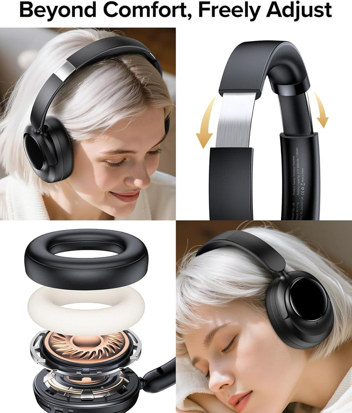 Auriculares híbridos con cancelación activa de ruido, 120 horas de...