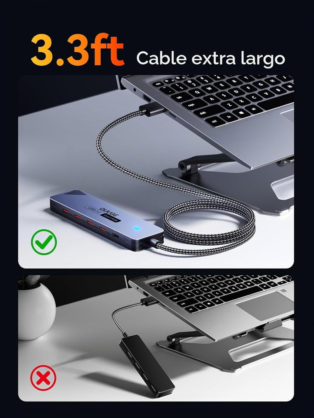 QUUGE, QC504, hub USB 3.2 de 4 puertos
