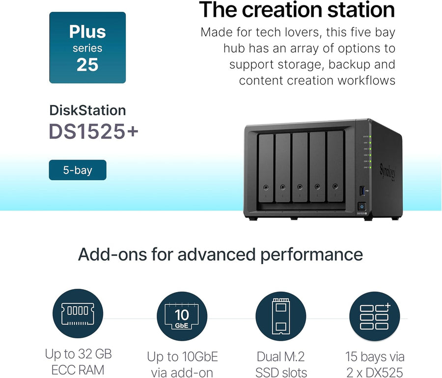 Synology DiskStation DS1525+ de 5 bahías (sin disco)