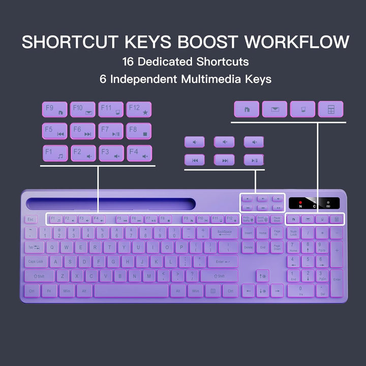 Soueto Teclado inalámbrico con retroiluminación RGB de 7 colores, t...