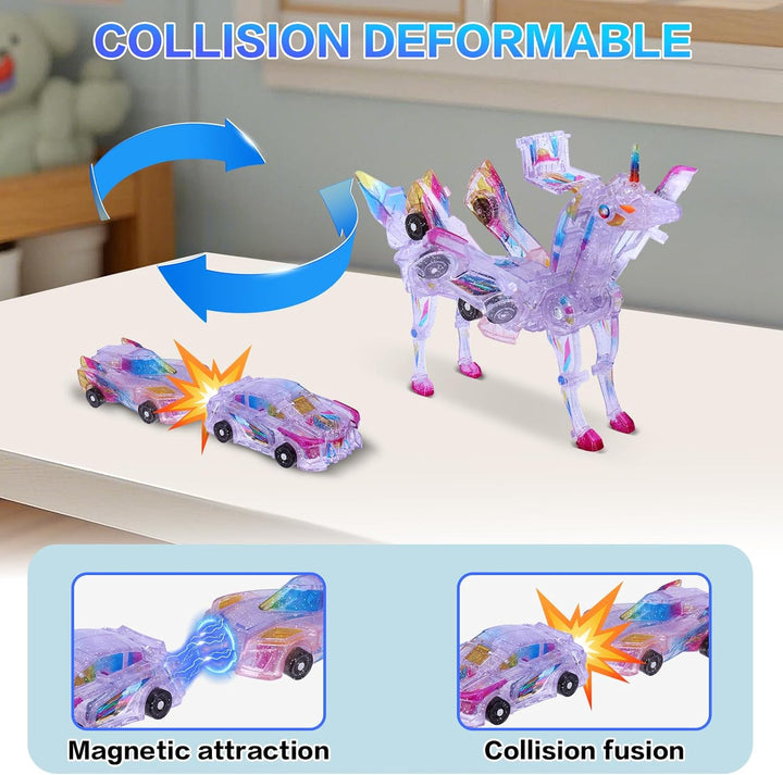 SOYUOI Juguete de coche de unicornio transformante 2 en 1