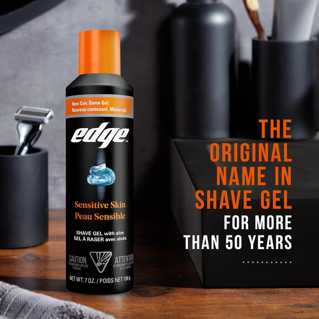 Edge Gel de afeitado para hombres, piel sensible con aloe, (paquete...