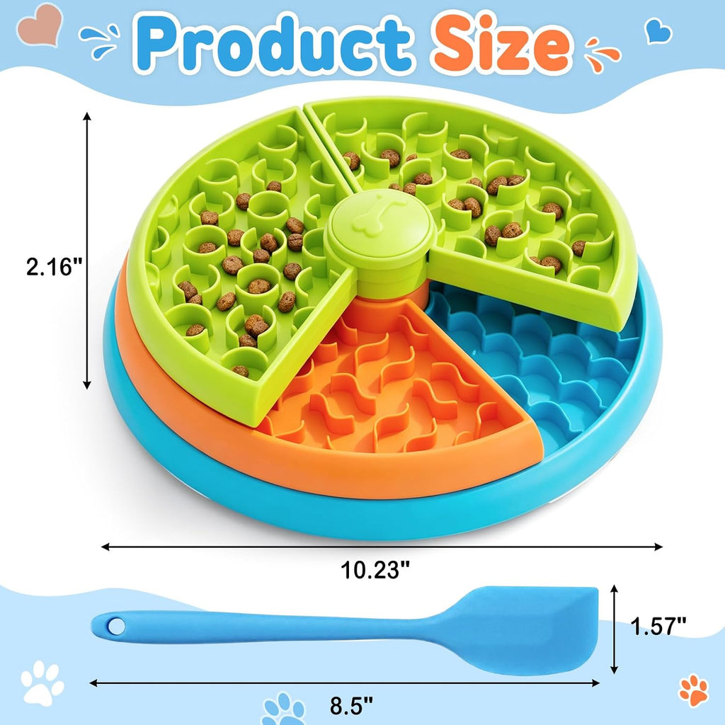 2 cuencos de alimentación lenta para perros, 3 niveles con 2 cucharas de silicona para reducir el aburrimiento y la ansiedad, antideslizante, interactivo, rompecabezas para perros, juguete de