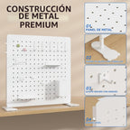 Organizador de Panel de Goteo de Metal Blanco, 15.75 pulg. con ganchos y estantes