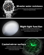 Reloj OLEVS para Hombre Original Analógico de Cuarzo Negocios Reloj de Pulsera de Lujo para Hombre Impermeable Acero Inoxidable Fecha Moda Vestir Casual Estilizado Cronógrafo Diseño reloj para Hombre