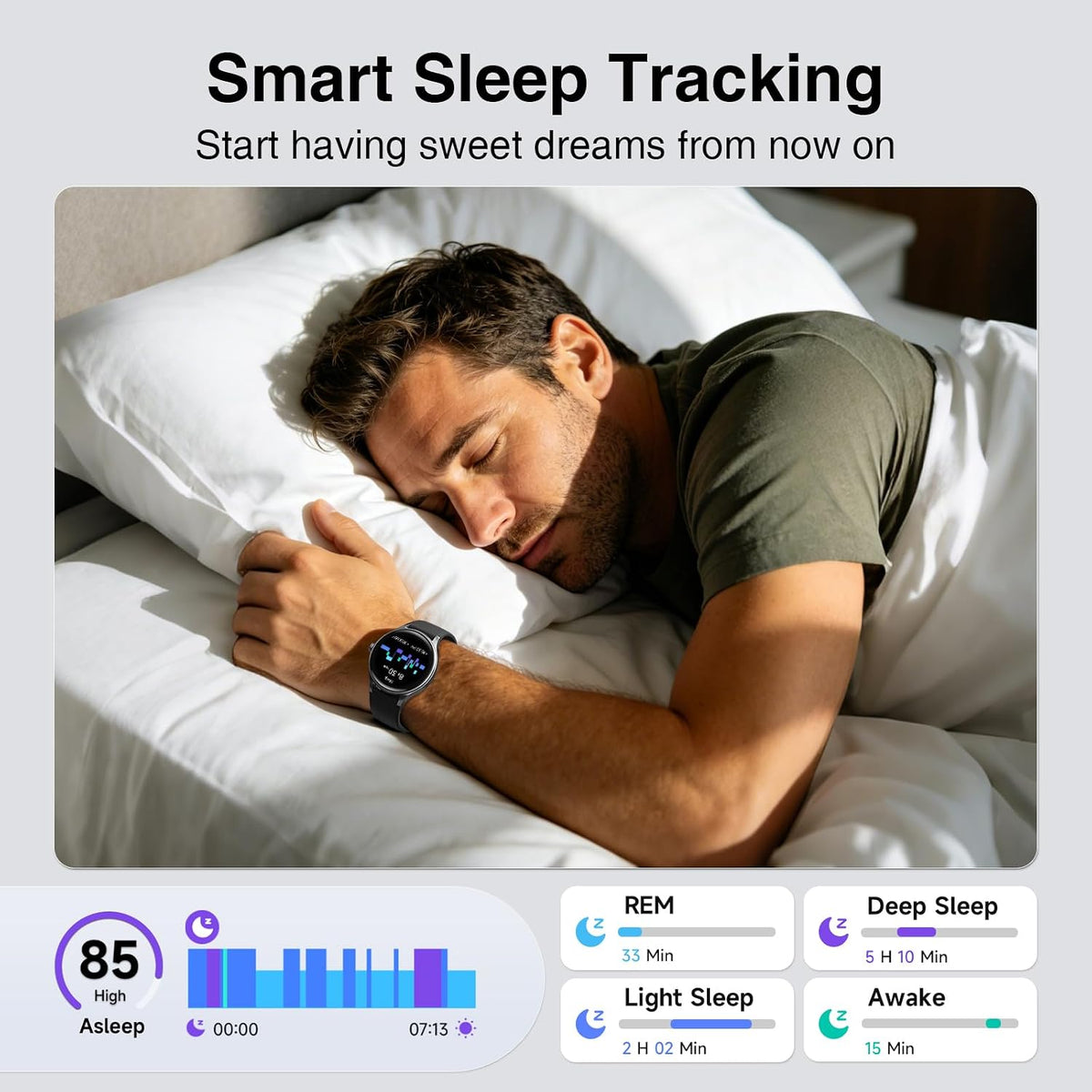 Fitpolo Reloj inteligente para hombre y mujer, Android y iPhone (2 bandas