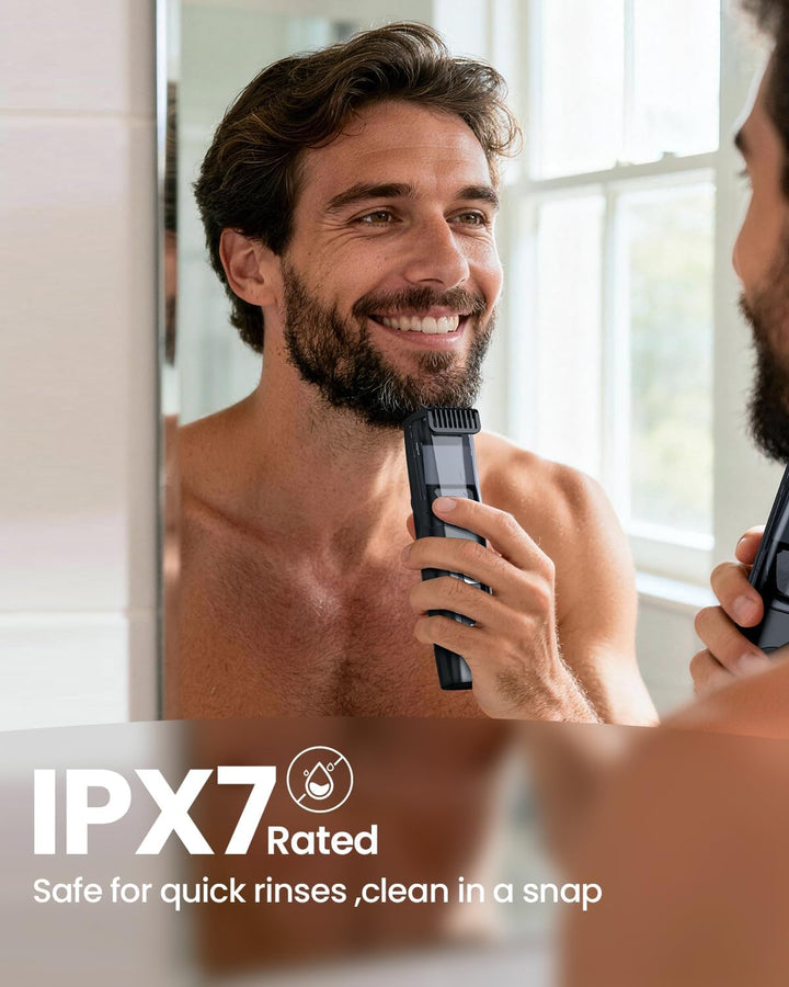 TEPOTZ Recortadora de barba para hombres, rueda de cuchilla ajustab...