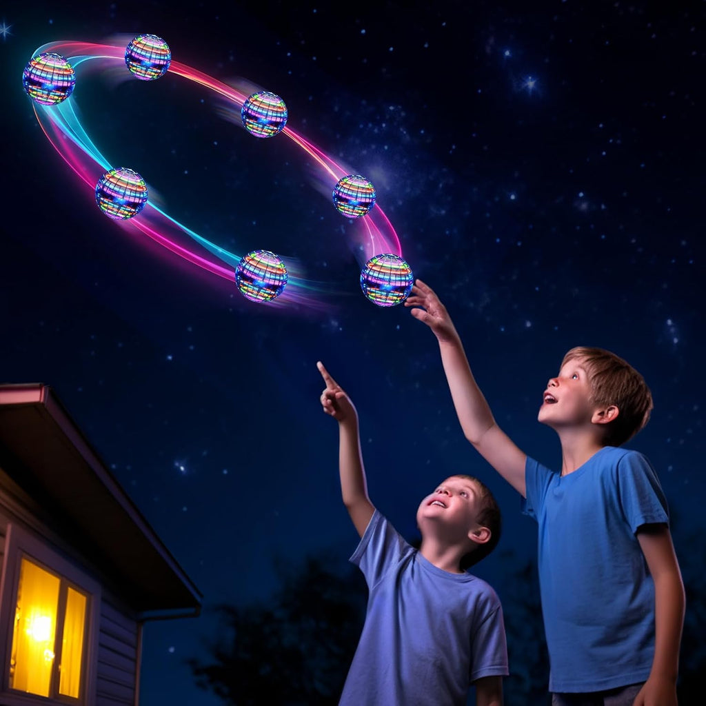 Bola de orbe voladora (azul, 2026 actualizada) con luces deslumbrantes, spinner mágico flotante, dron boomerang genial, globo cósmico flotante, juguetes para niños, regalos para niños y niñas