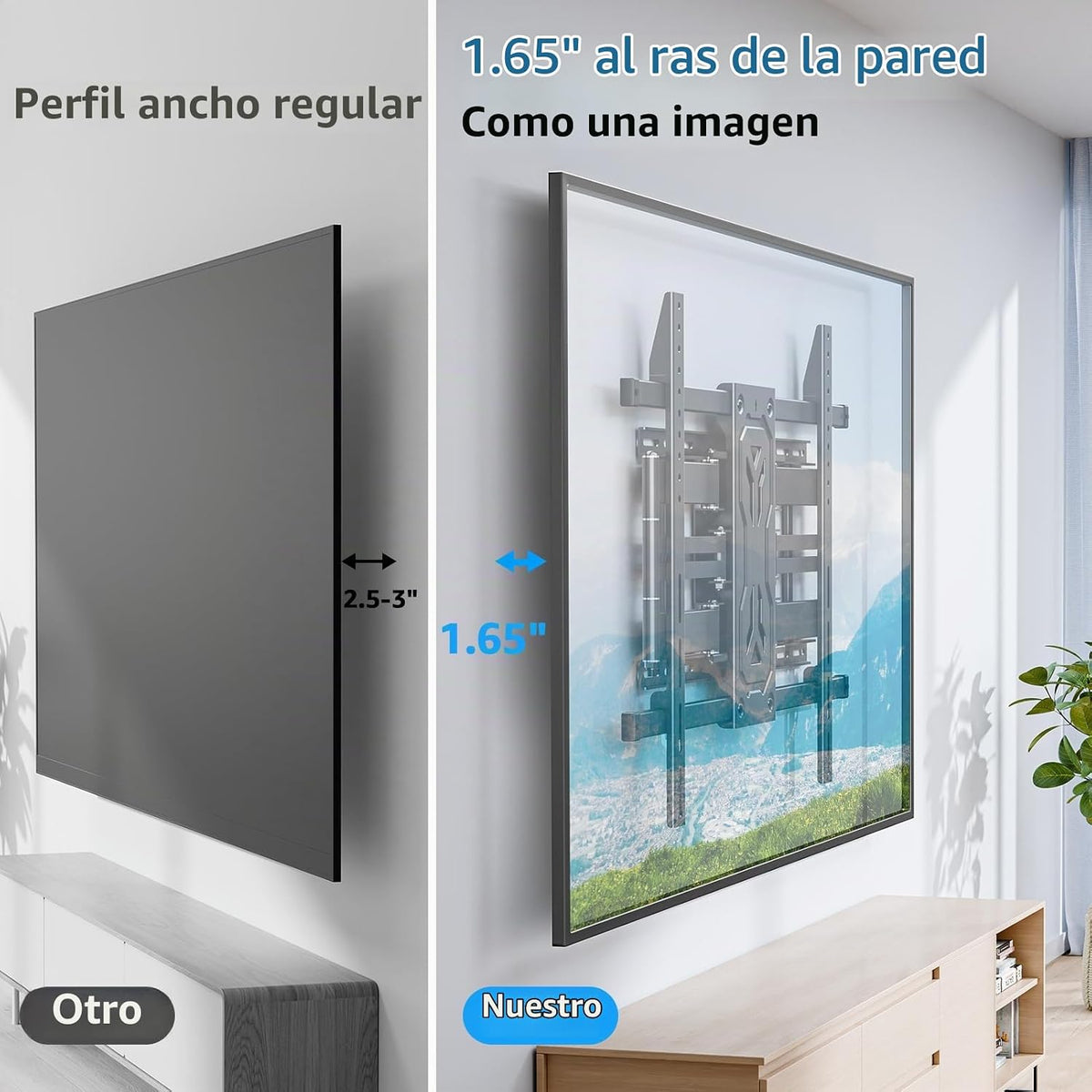 MOUNTUP Soporte de pared para TV con capacidad para 250 libras para televisores grandes de 50 a 110 pulgadas, soporte de TV delgado de movimiento completo de 1.65 pulgadas con extensión, giratorio e