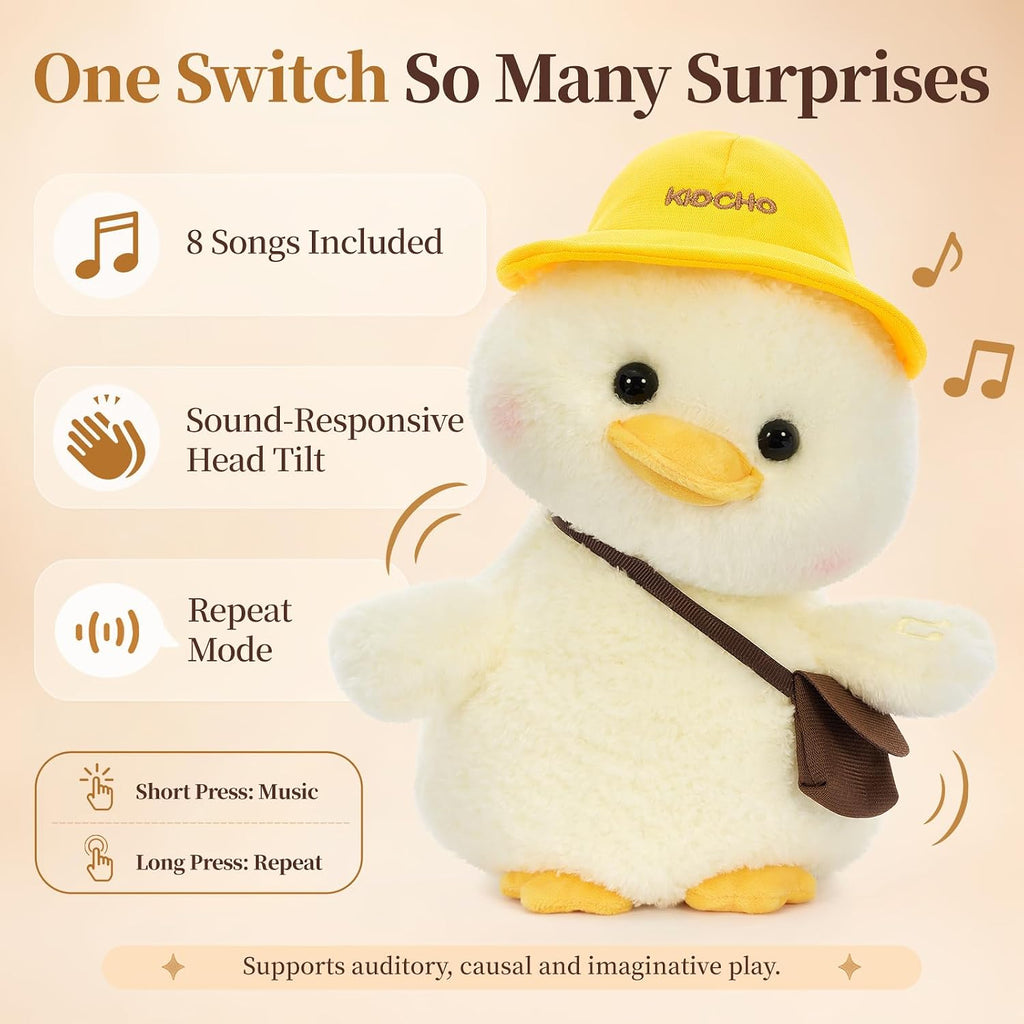 Juguete de peluche de pato, juguete musical sensorial interactivo