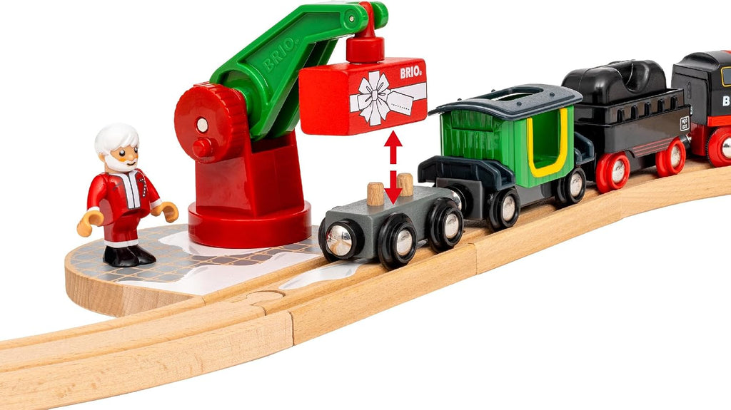 BRIO World - Tren de Vapor Navideño - Tren Operado a Batería - Motor de Vapor Motorizado de 27 Piezas para Pista de Madera con Luces y Vapor Apto para Niños - Juego Interactivo con Adelante/Atrás