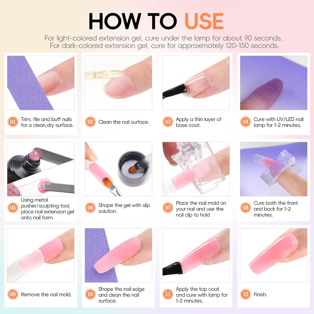 PEACECOLOR 52Pcs Kit de Gel de Uñas de Poli con Taladro y Luz UV, 2...