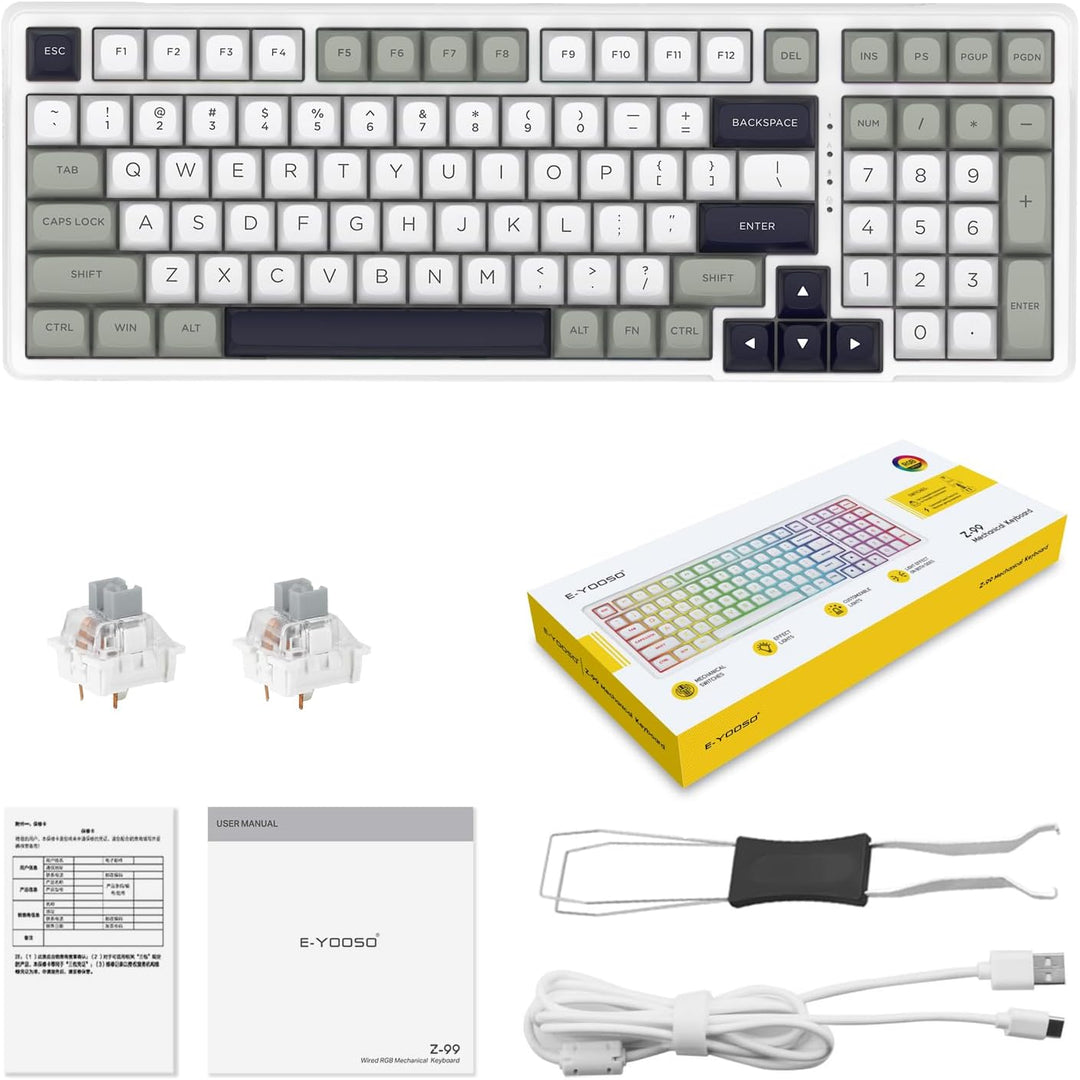 HUO JI Z-99 Teclado mecánico con cable, sonido cremoso, interruptor...