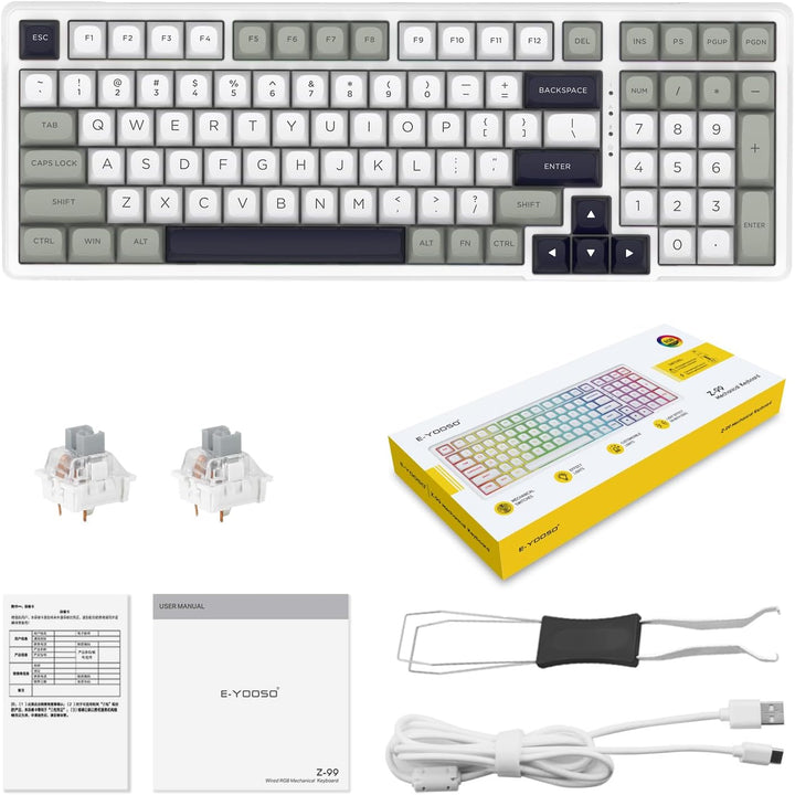 HUO JI Z-99 Teclado mecánico con cable, sonido cremoso, interruptor...
