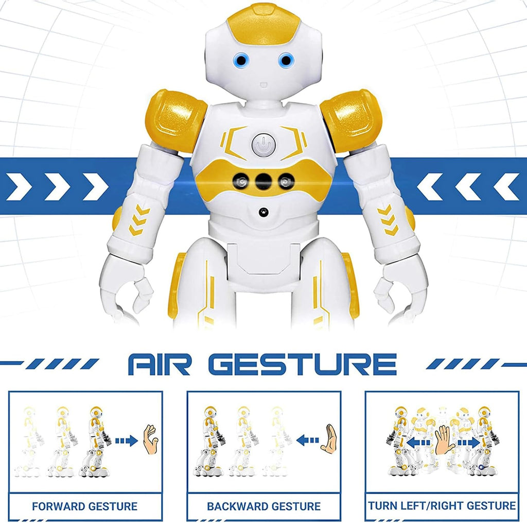 KingsDragon - Robot RC, juguetes para niños, gestos y detección programable, robot inteligente a control remoto para niños de 3 a 8 años, regalo de cumpleaños, amarillo