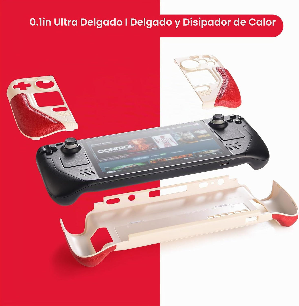 UYIYE Funda con función atril para Steam Deck OLED y LCD, agarre de piel