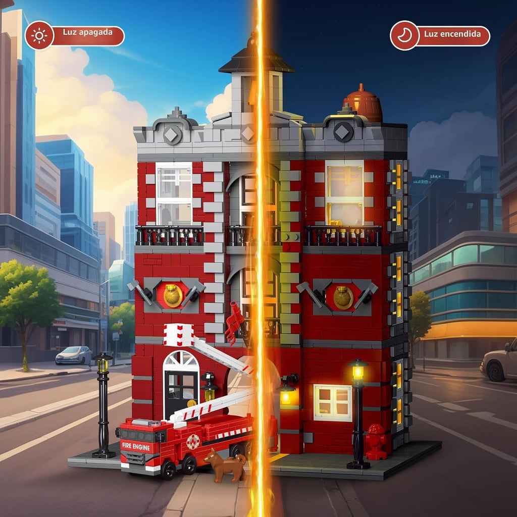 HSANHE - Juego de construcción de rescate de bomberos de la ciudad, compatible con bloques de construcción de camiones de bomberos, regalos de cumpleaños para niños y adultos (1823 piezas)