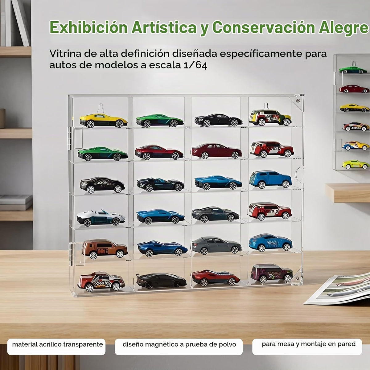 Vitrina acrílica para almacenamiento de ruedas calientes escala 1/64