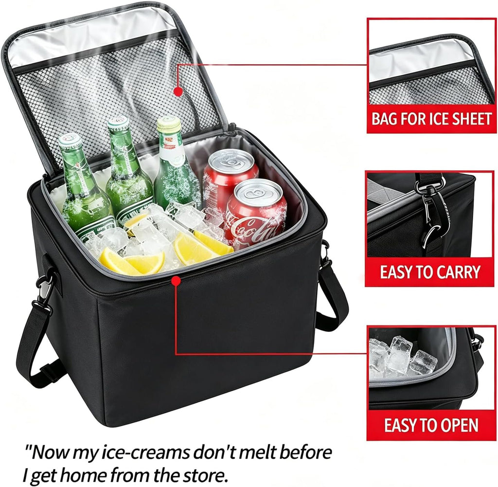 Organizador de maletero de automóvil con bolsa enfriadora extraíble, almacenamiento plegable con múltiples compartimentos para SUV, camión, comestibles, campamento, organizador de carga de
