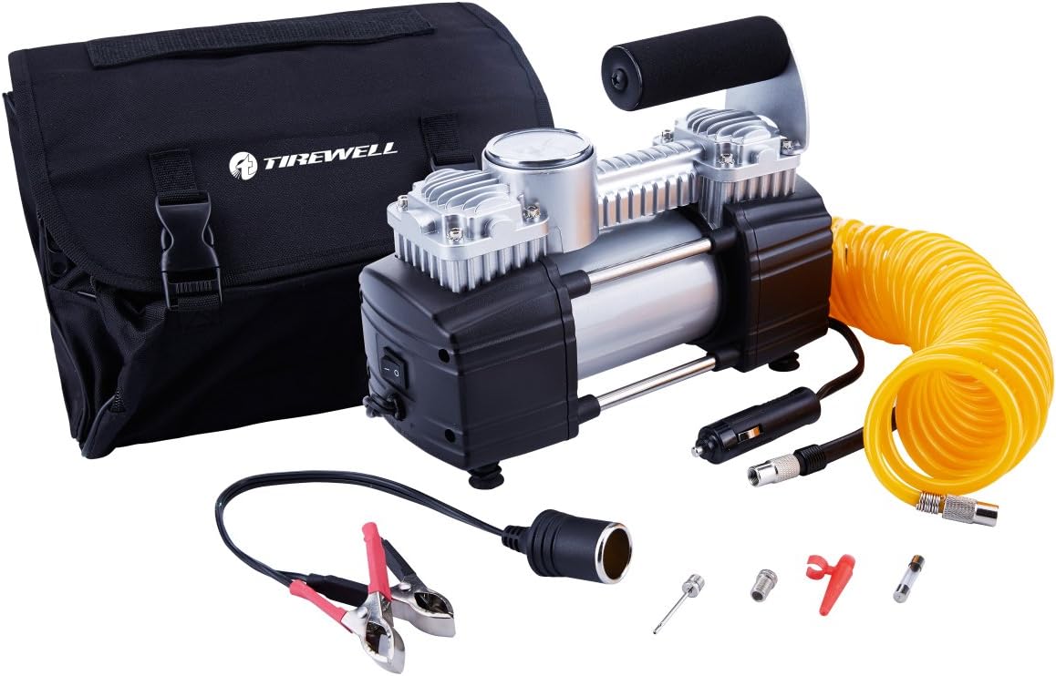 TIREWELL inflador de neumáticos 12V - bomba de doble cilindro resis...