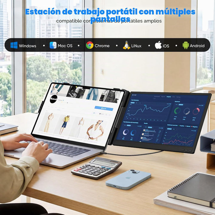 Extensor de pantalla para laptop, monitor portátil FHD 1080P de 14...