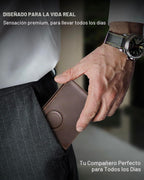 Cartera para hombre con soporte Airtag, 2 ventanas para