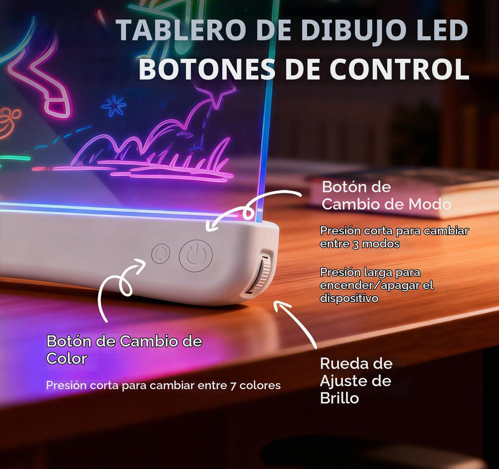 Tablero de dibujo recargable de 16" LED con atenuación continua
