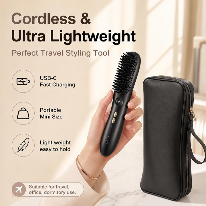 Cordless Hair Straightener Brush with Mist for Travel, Fast Heating...