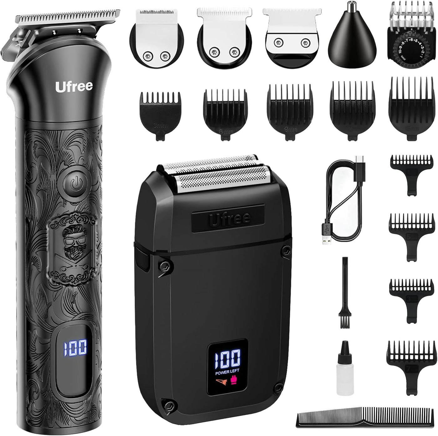 Ufree Recortadora de barba para hombres, afeitadora eléctrica de lá...
