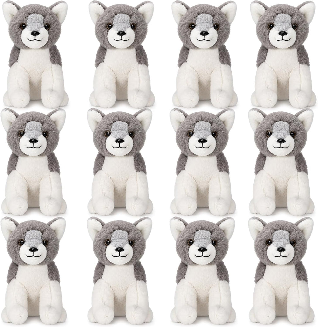 Juguete de peluche de lobo de 12 piezas, animal de peluche de
