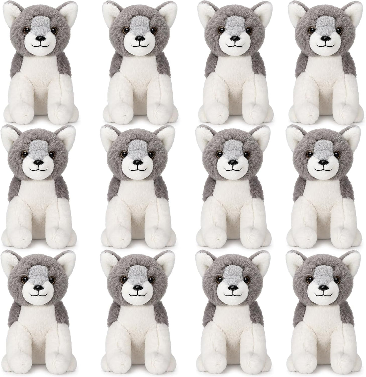 Juguete de peluche de lobo de 12 piezas, animal de peluche de