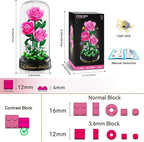 HiWEEGO Conjunto de construcción de ramo de flores de rosa rosa de 0.1 in