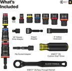Klein Tools 65301KNECT Juego de llaves de impacto, KNECT (S) Juego de herramientas SAE de paso y zócalo abatible, adaptador de destornillador de impacto, organización de herramientas MODbox