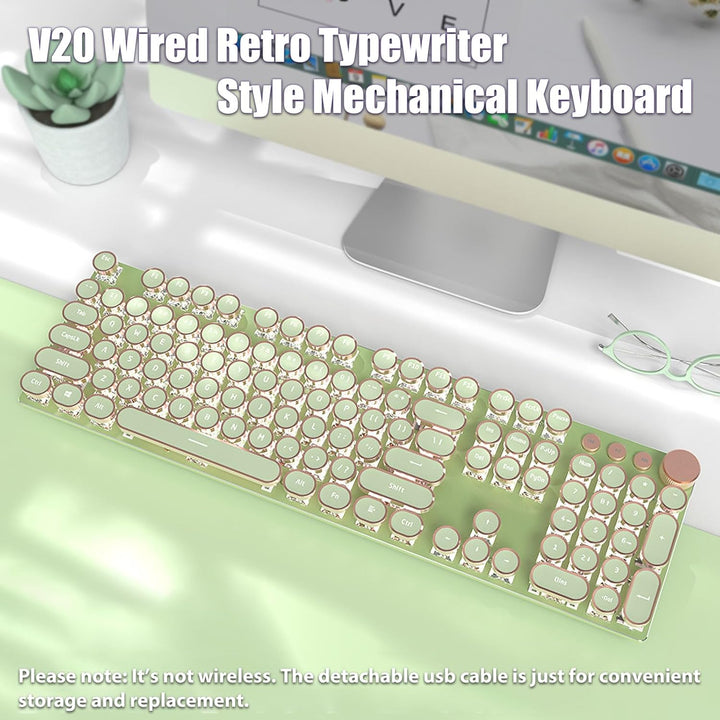 TISHLED Teclado mecánico estilo máquina de escribir para juegos con...