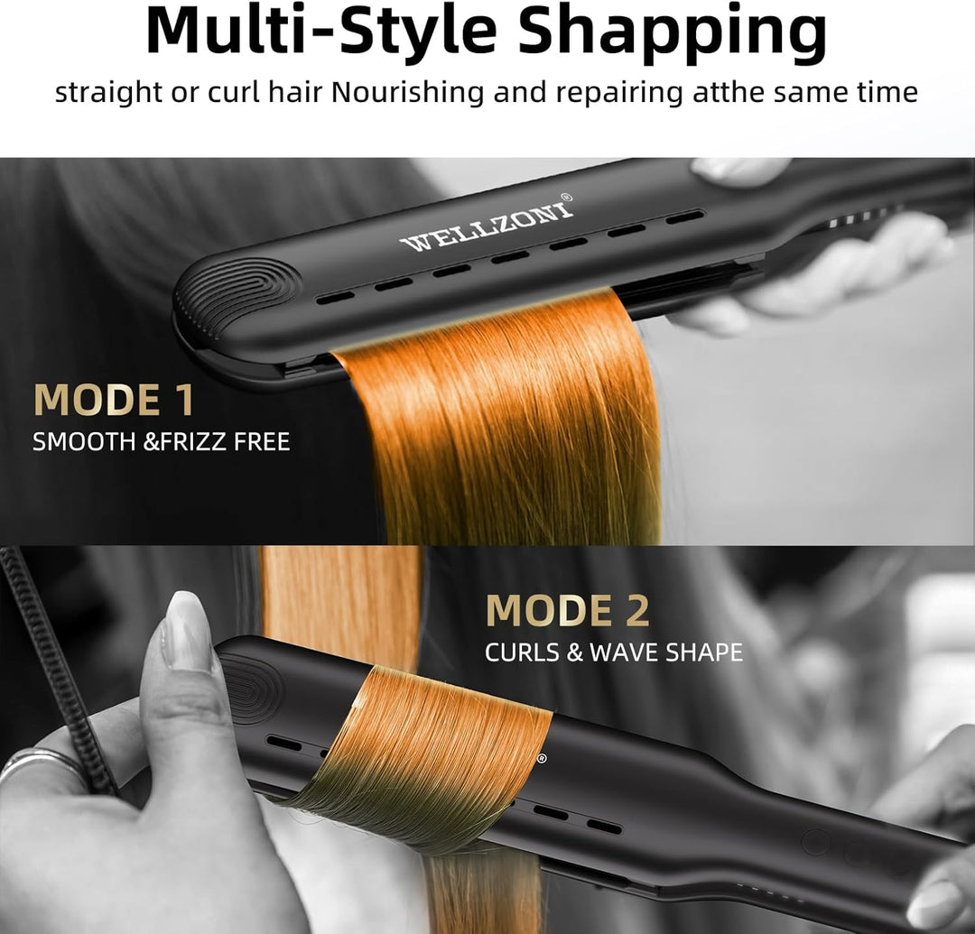 Plancha de pelo de 1.5 pulgadas, para cabello negro grueso, antiest...