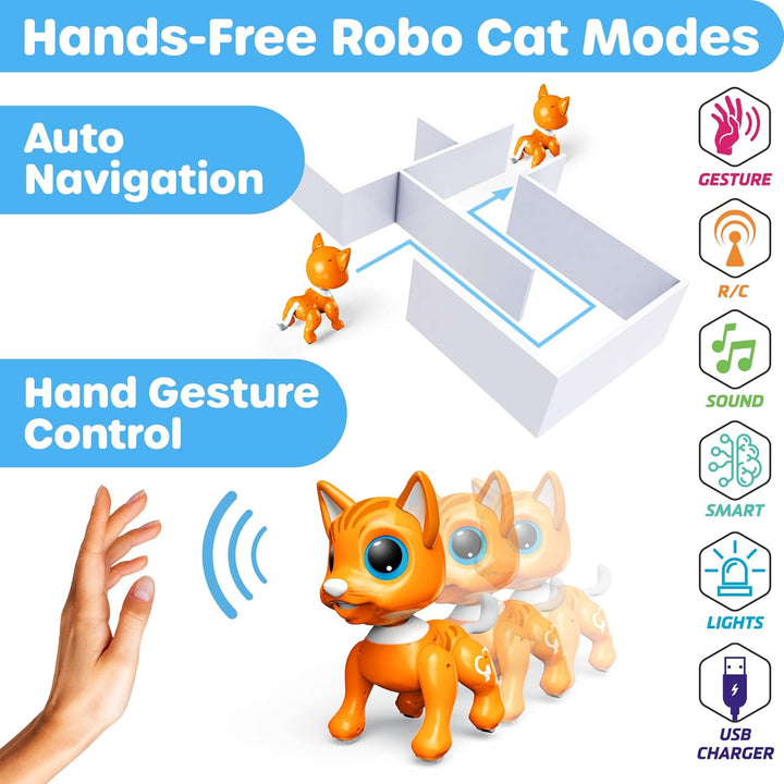 Power Your Fun, Robo Pets - Juguete de gato para niñas y niños, rob...