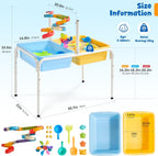 FUNLIO Mesa de agua para niños pequeños, mesa de agua y arena ajustable para niños de 3 a 6 años, mesa sensorial 4 en 1 para niños pequeños con 2 contenedores de almacenamiento, tablero acrílico y 16 piezas de accesorios, juego en interiores y exteriores