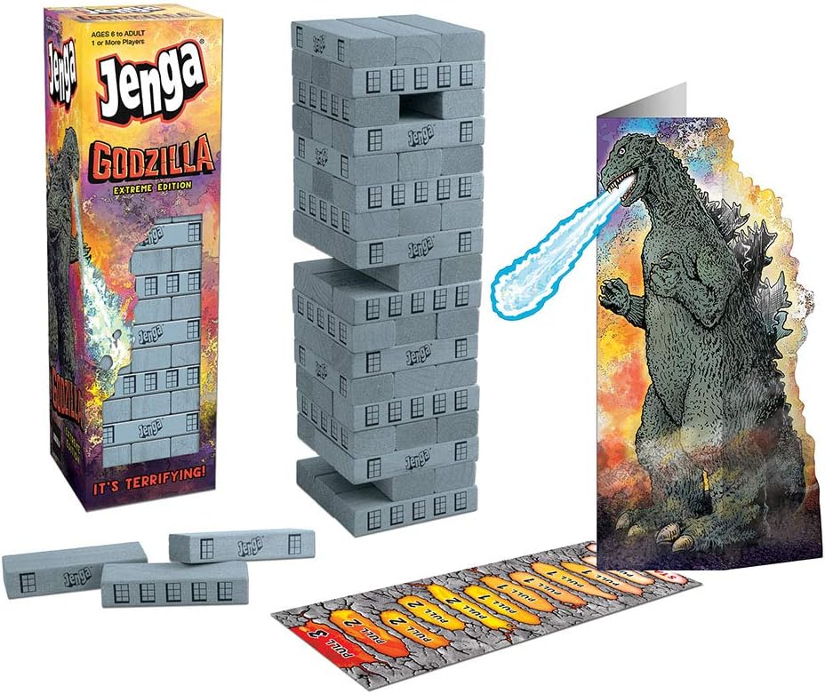 Jenga: Edición Extrema de Godzilla | Basado en la Clásica Franquicia de Películas de Monstruos Godzilla | Juego de Jenga Coleccionable | Juego Único con Pieza Movible de Godzilla