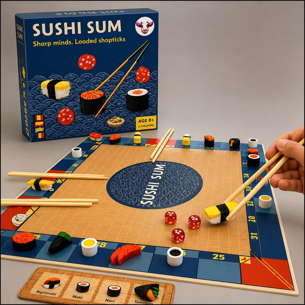 Juego familiar de suma de sushi y palillos | Desafío STEM Sushi | A partir