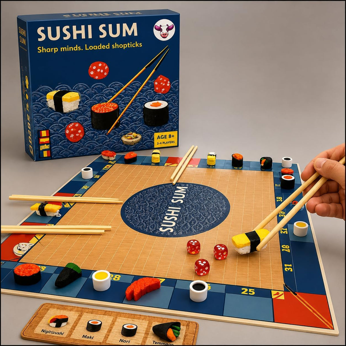 Juego familiar de suma de sushi y palillos | Desafío STEM Sushi | A partir