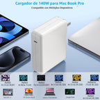 Macbook Pro Cargador 140w Rápido para MacBook Air/Pro con cable USB-C a USB-C de 6 pies (1.8 m) Cargador rápido para Apple MacBook Pro/MacBook Air 16 15 14 13 pulgadas, M1 M2 M3, iPad Pro, Samsung Galaxy y Todos los Dispositivos USB-C