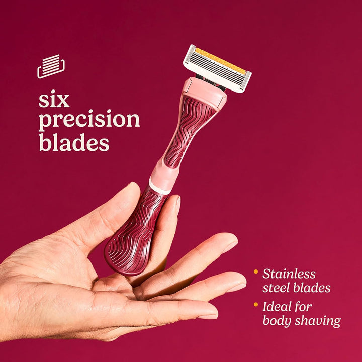 Dollar Shave Club Para mujeres | 1 mango de agarre ondulado granate...