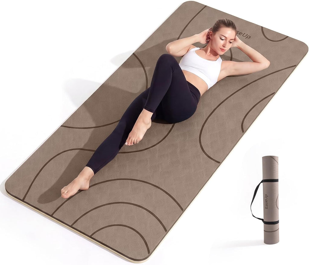 EaseUp Esterilla de yoga grande, 73 x 35.5 x 0.4 pies, extra gruesa y ancha, alfombrilla de pilates de 0.394 in, alfombrilla de ejercicio antideslizante, alfombrillas de entrenamiento para gimnasio en